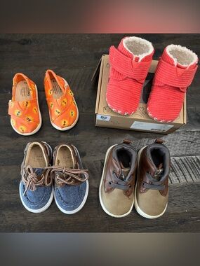 4.0 Toddler Baby Shoes Lot Sneakers Boots Boat Shoes- TOMS Janie & Jack Carter’s